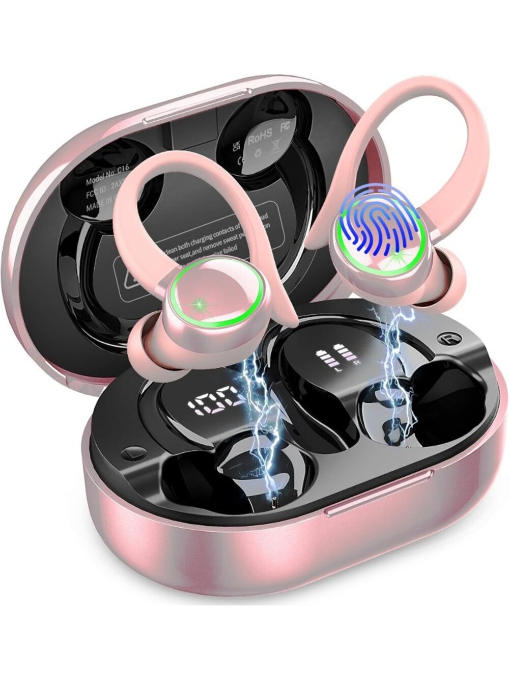 Wireless Lily Powder Waterproof Earhook Workout 50H Playback Bluetooth Earbud